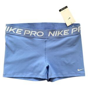 Nike Pro Dri Fit NWT Women Blue Shorts Size XL Mid Rise 3” Length Medium Support